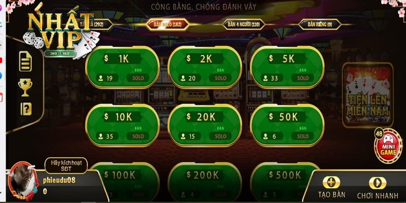 Tiến Lên là game bài truyền thống thu hút người chơi tại sảnh game Nhatvip